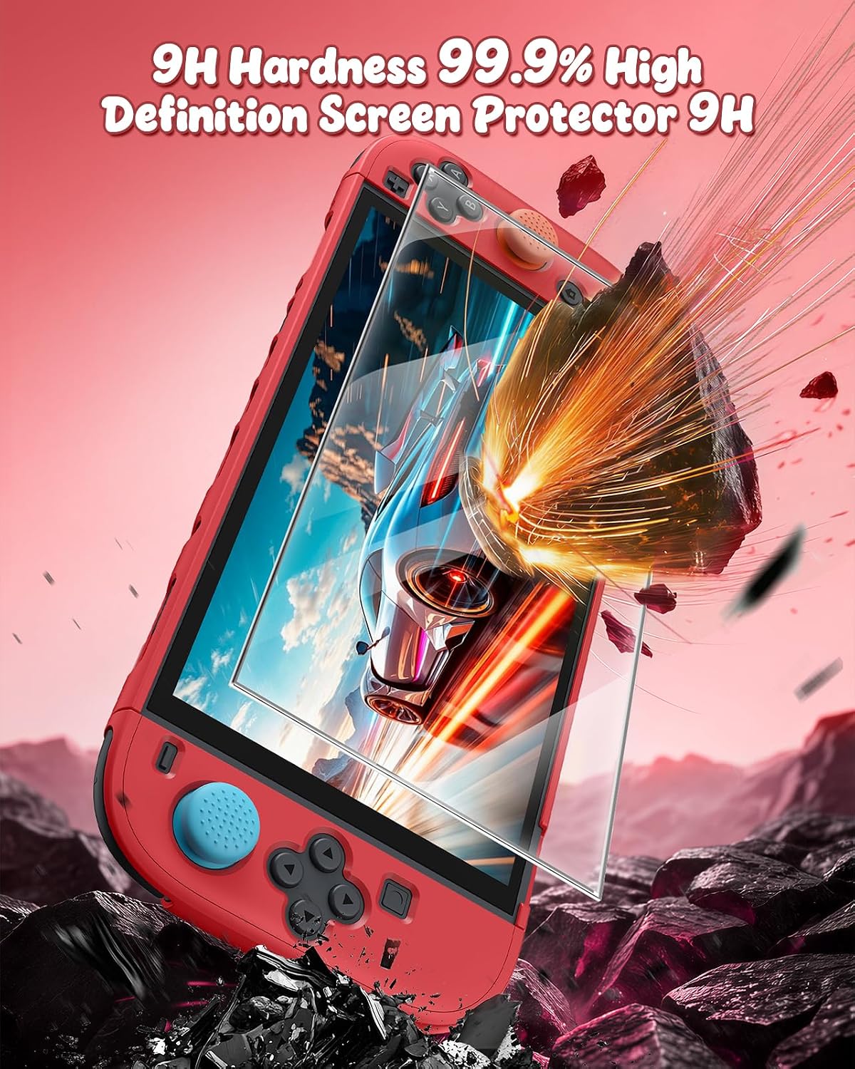 FUNDA CON PROTECTOR DE PANTALLA PARA NINTENDO SWITCH 2 FYOUNG ROJA - 4