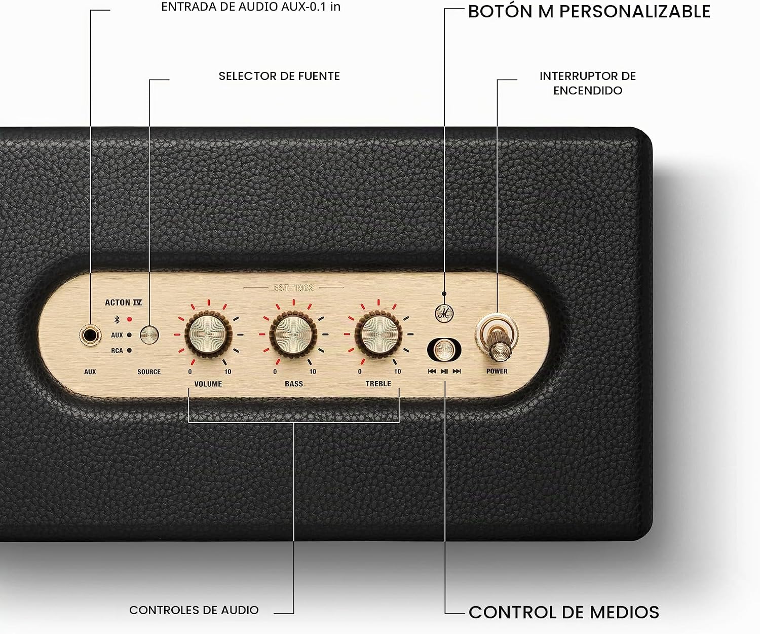 PARLANTE BLUETOOTH MARSHALL ACTON IV NEGRO - 5