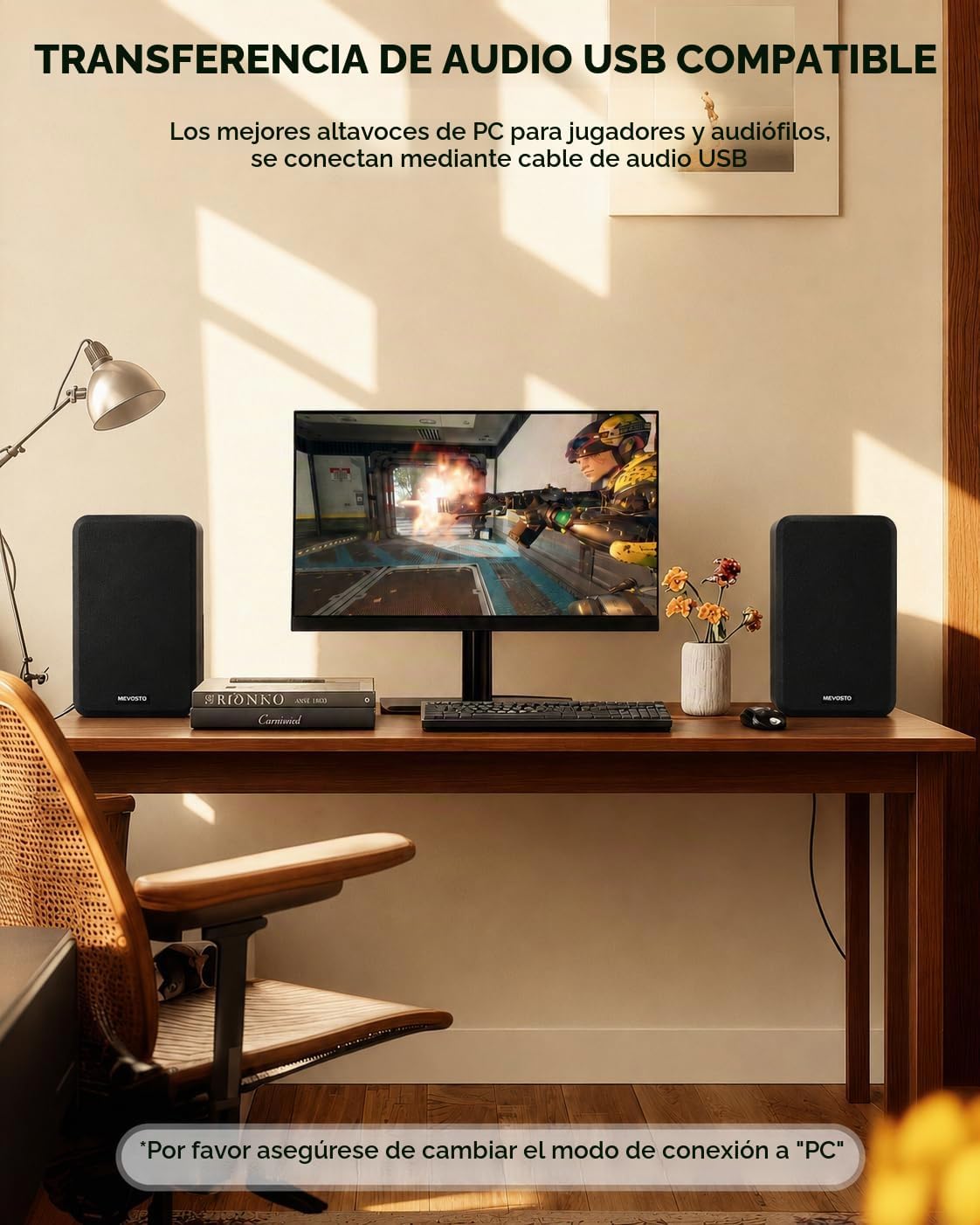 PARLANTES DE ESTANTERÍA MEVOSTO DS19 5 PULGADAS CON CABLE PARA PC Y TV - 4