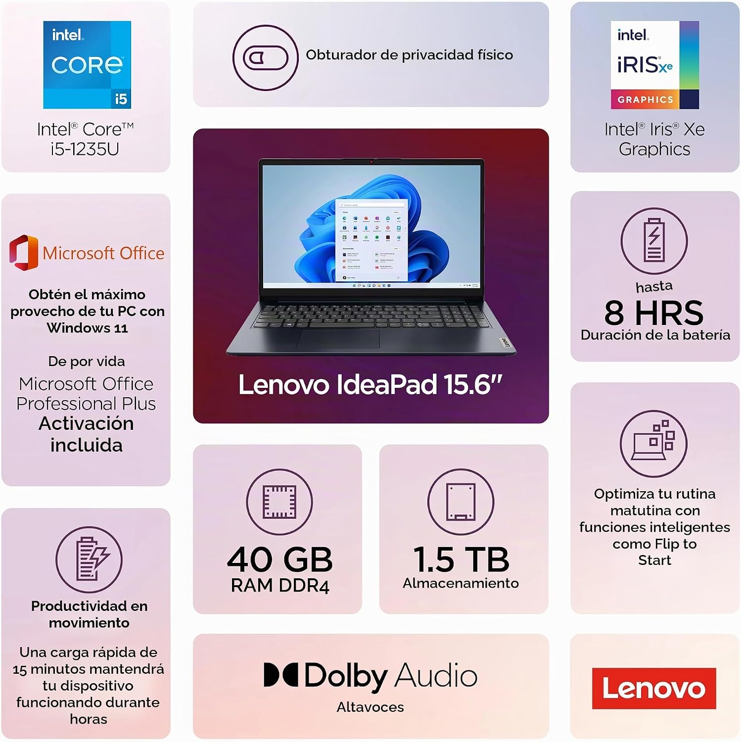 LAPTOP LENOVO IDEAPAD 2025 BUSINESS 15.6' FHD TOUCHSCREEN 40GB RAM 1.5TB (1TB SSD + 500GB EXT) INTEL CORE I5 10 NÚCLEOS WINDOWS - 2