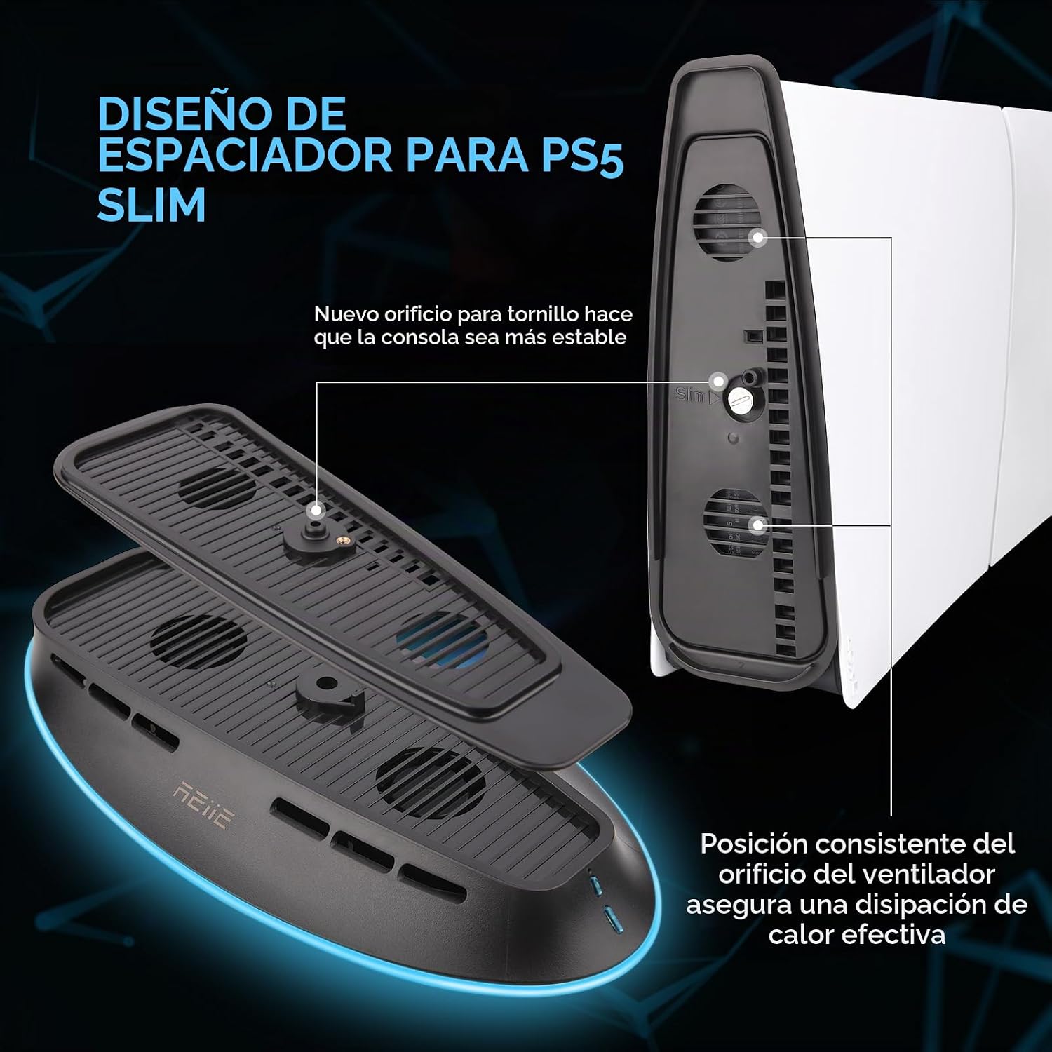 COOLING STAND CON DUAL FANS RGB PARA PS5 SLIM Y PS5 PRO - 2