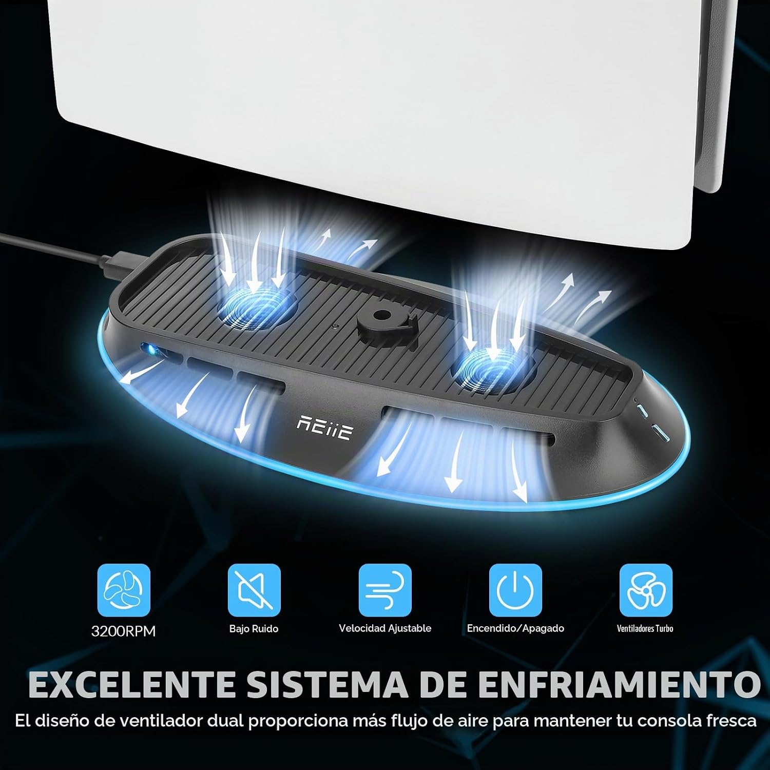 COOLING STAND CON DUAL FANS RGB PARA PS5 SLIM Y PS5 PRO - 3