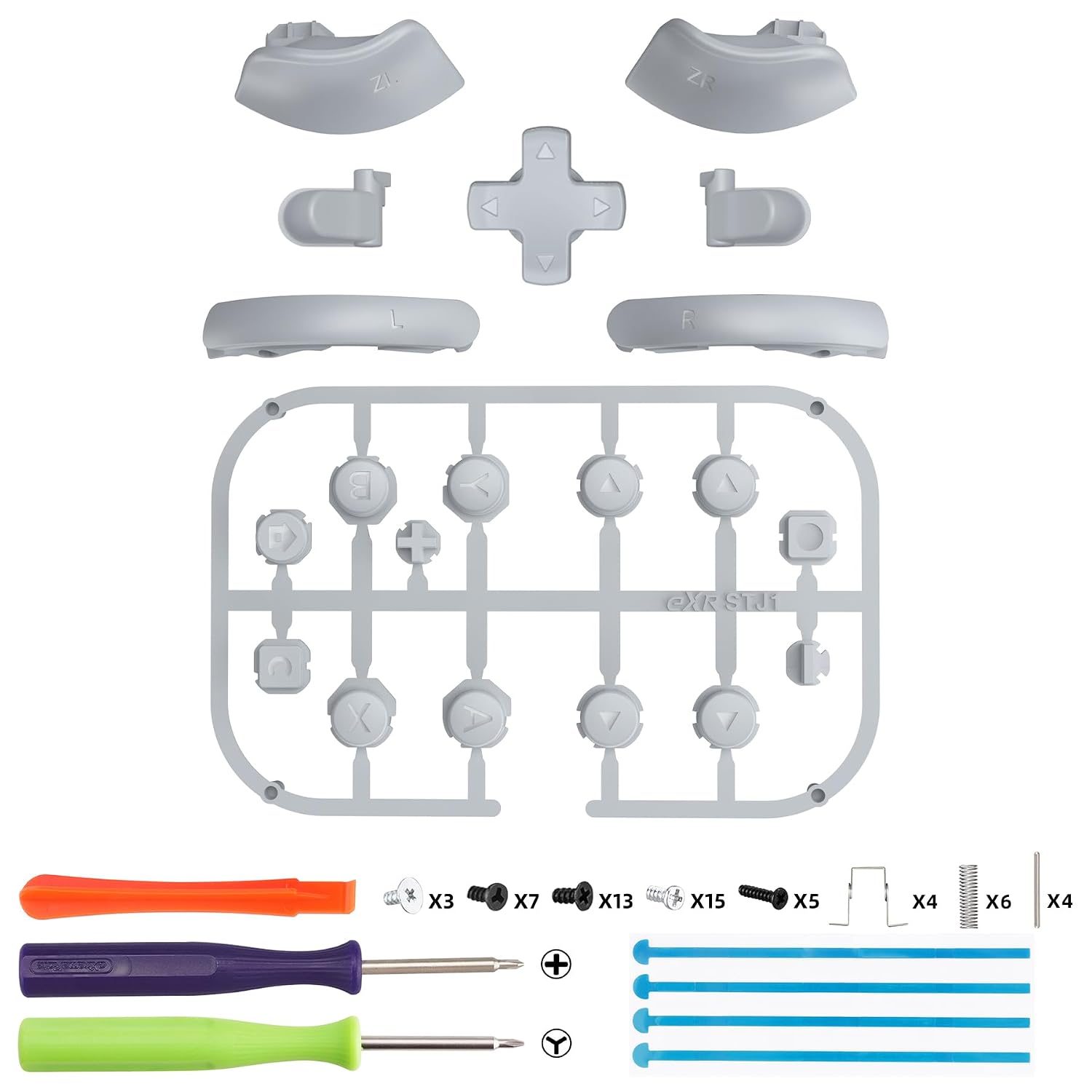 SET COMPLETO DE BOTONES DE REEMPLAZO EXTREMERATE PARA JOYCON 2 NINTENDO SWITCH COLOR GRIS NUEVA ESPERANZA - 2