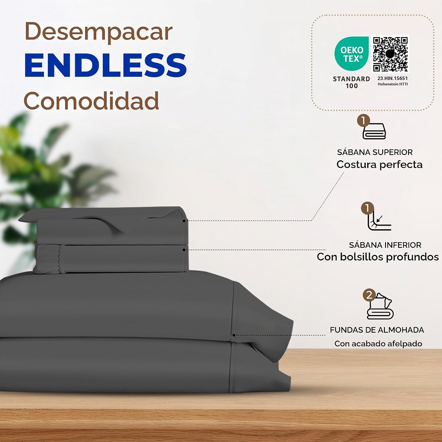 JUEGO DE SÁBANAS THREAD SPREAD EGYPTIAN COTTON KING SIZE 4 PIEZAS GRIS OSCURO - 3