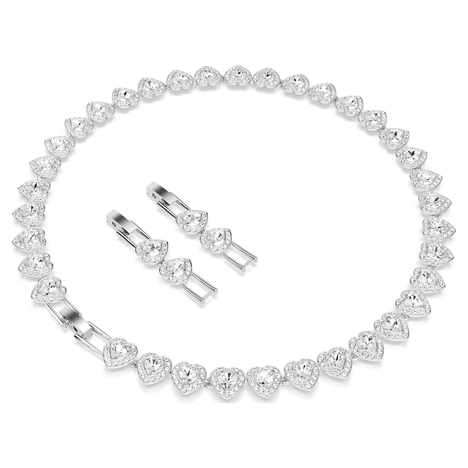 COLLAR SWAROVSKI ARIANA GRANDE CORAZONES DE CRISTAL BANADO EN RODIO BLANCO PARA MUJER - 5