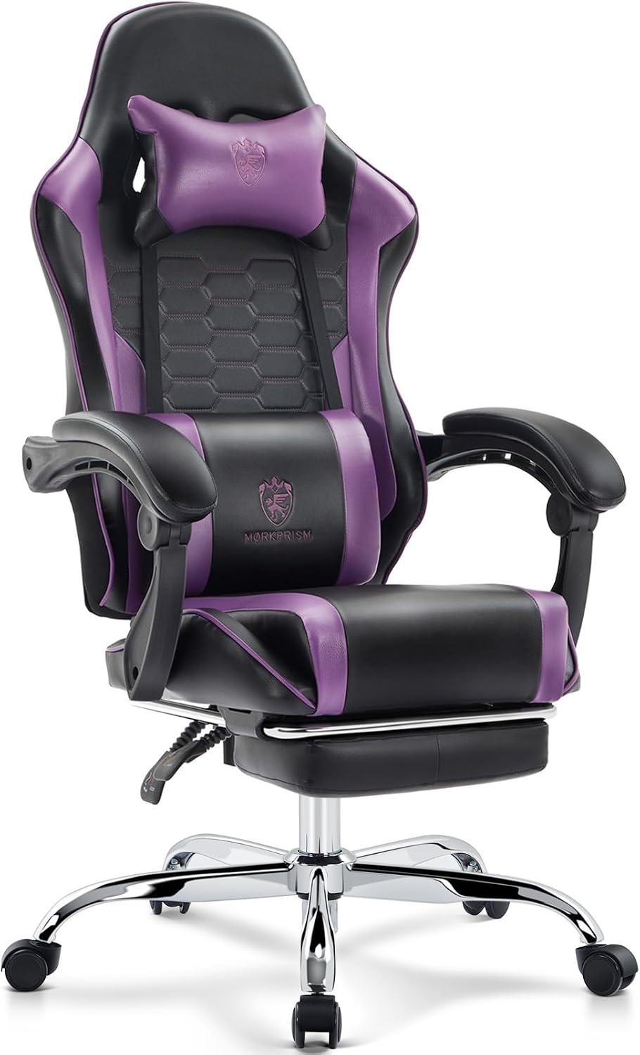 SILLA DE OFICINA MORKPRISM GAMING CON MASAJE Y GEL, PÚRPURA - 1