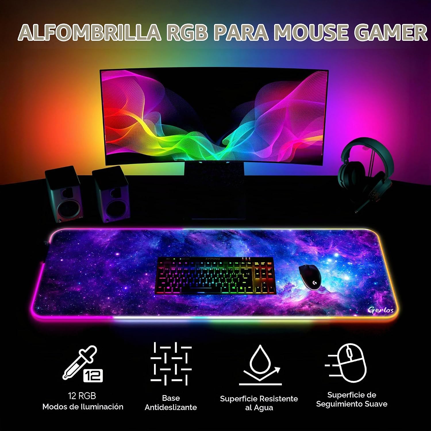 MOUSE PAD GERLOS RGB GAMING 80 X 30 CM - 2