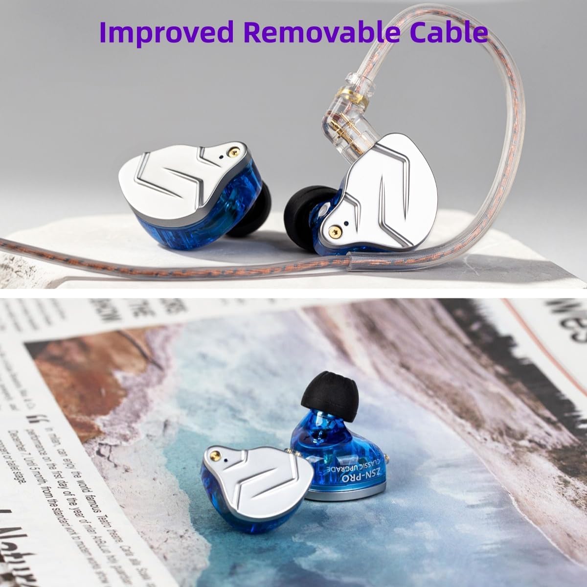 AUDÍFONOS IN-EAR YINYOO KZ ZSN PRO USB C AZUL CON MICRÓFONO - 3