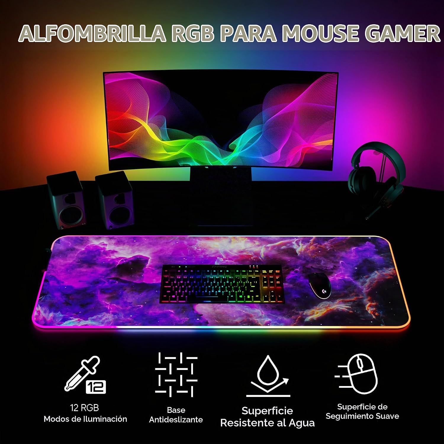 MOUSE PAD GERLOS RGB GAMING 80 X 30 CM - 2