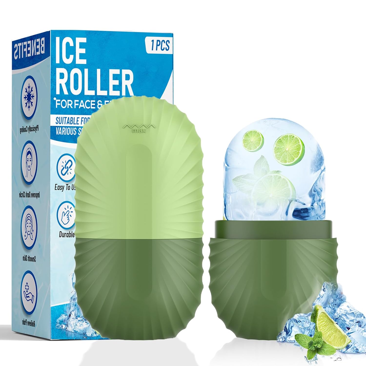 RODILLO DE HIELO PARA ROSTRO Y OJOS ZPU VERDE - 1