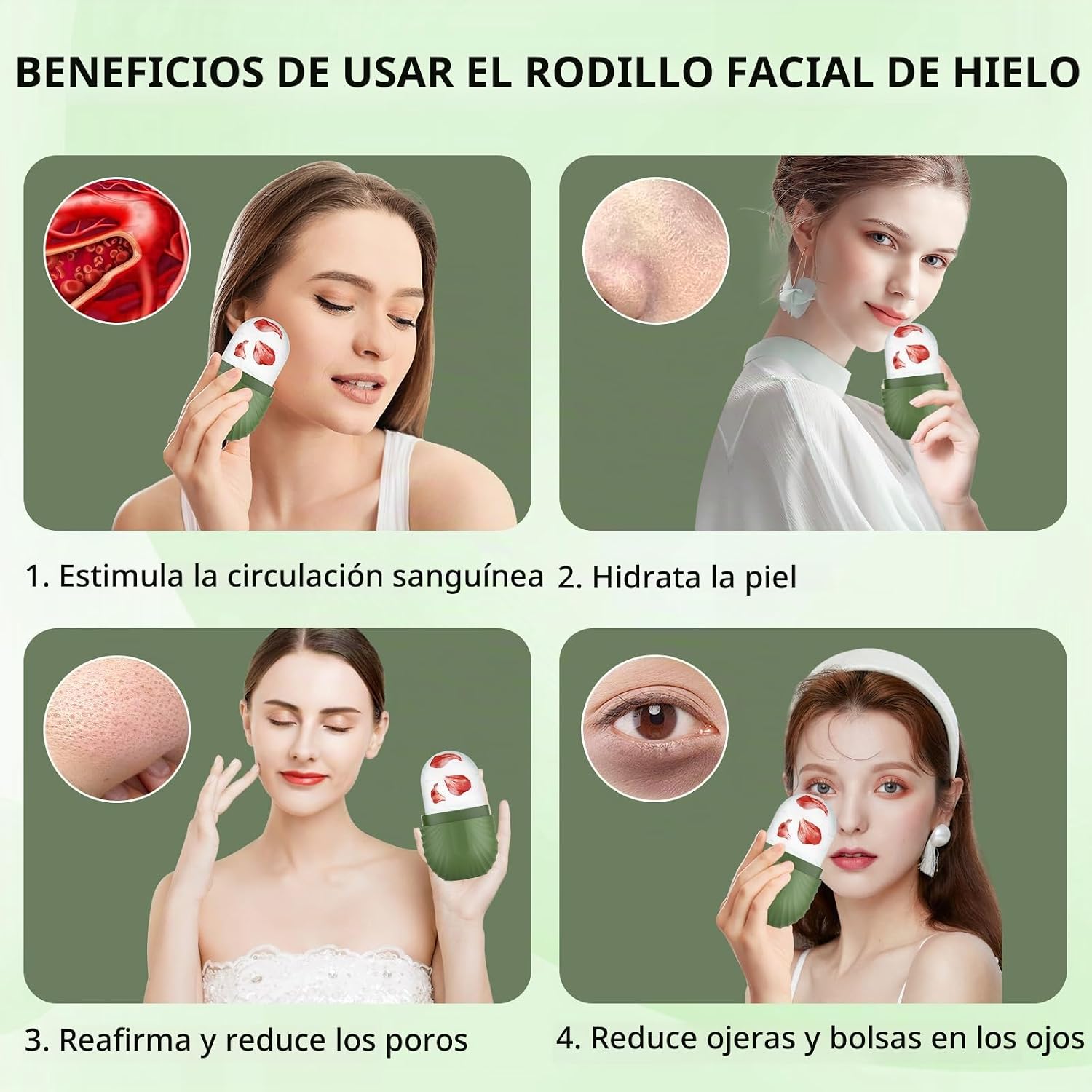 RODILLO DE HIELO PARA ROSTRO Y OJOS ZPU VERDE - 4