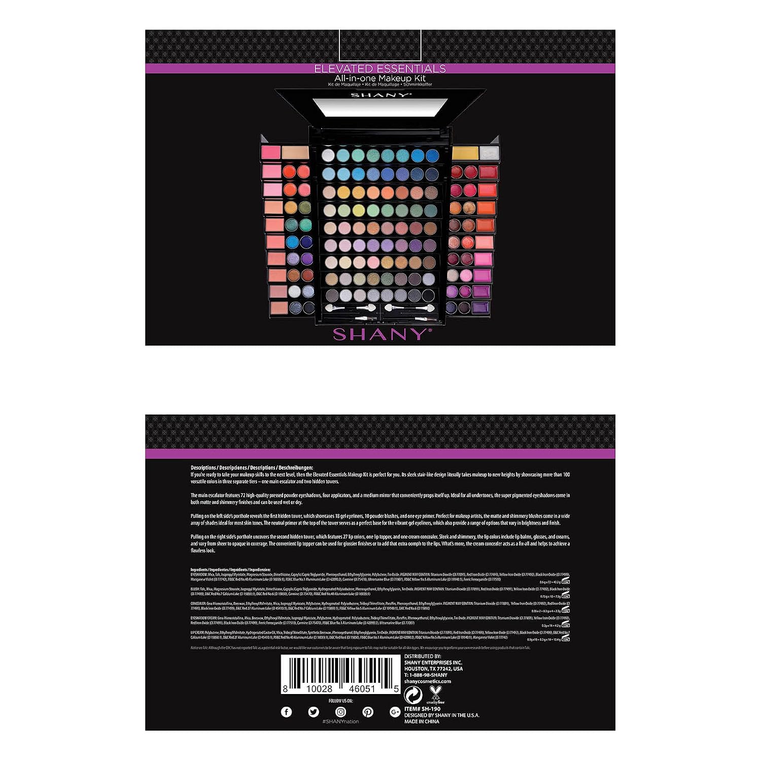 SET DE MAQUILLAJE SHANY ELEVATED ESSENTIALS CON 72 SOMBRAS, 28 LABIALES, 18 DELINEADORES EN GEL, 10 RUBORES, PRIMER DE OJOS Y - 3