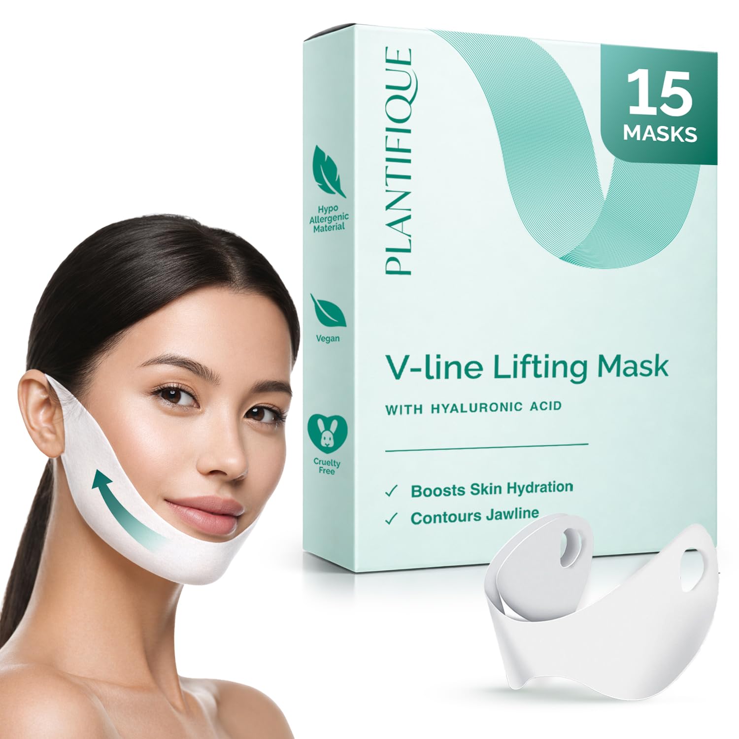 MASCARILLA FACIAL PLANTIFIQUE V-LINE CON ÁCIDO HIALURÓNICO Y ALOE VERA 15 UNIDADES - 1