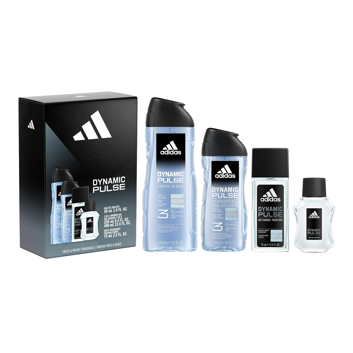 SET DE FRAGANCIAS ADIDAS DYNAMIC PULSE AFTERSHAVE 50 ML EDT + GEL DE DUCHA 400 ML + SPRAY DESODORANTE - 1