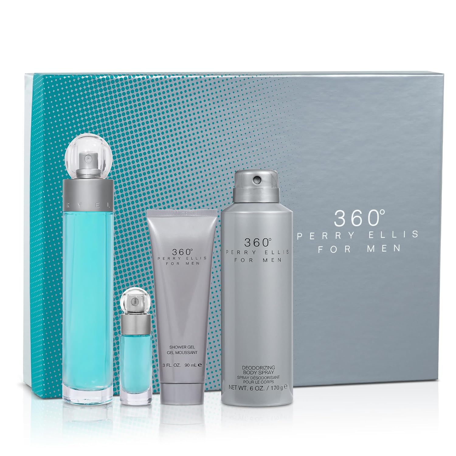 SET DE FRAGANCIAS PERRY ELLIS 360° FOR MEN 4 PIEZAS AROMA ACUÁTICO - 1