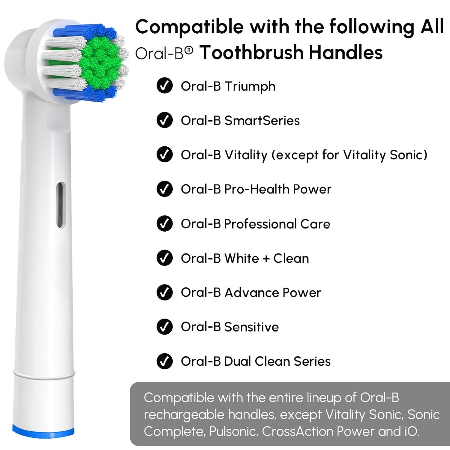 CABEZAS DE REPUESTO PARA CEPILLO ELÉCTRICO GENKENT COMPATIBLE CON ORAL-B BRAUN PACK 4 - 2