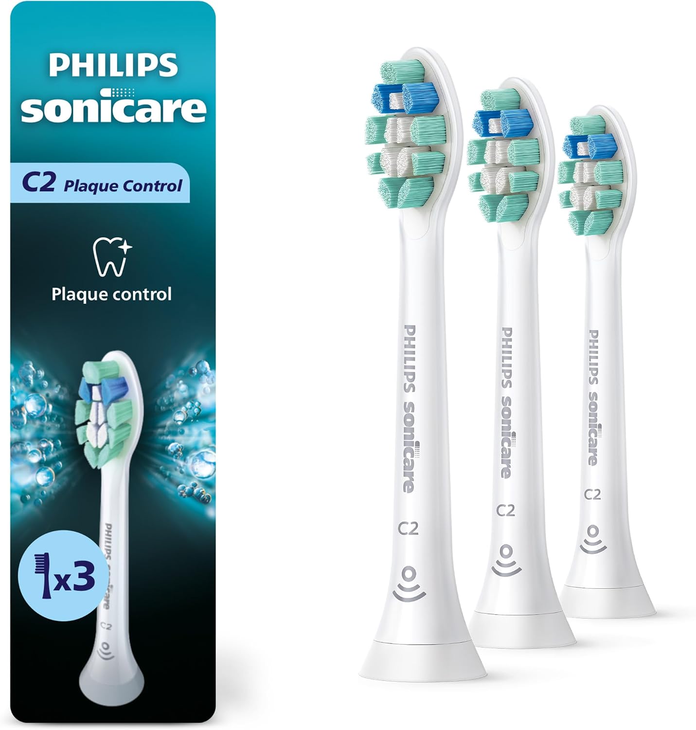 CABEZAS DE CEPILLO PHILIPS SONICARE C2 PLAQUE CONTROL 3 UNIDADES BLANCO - 1