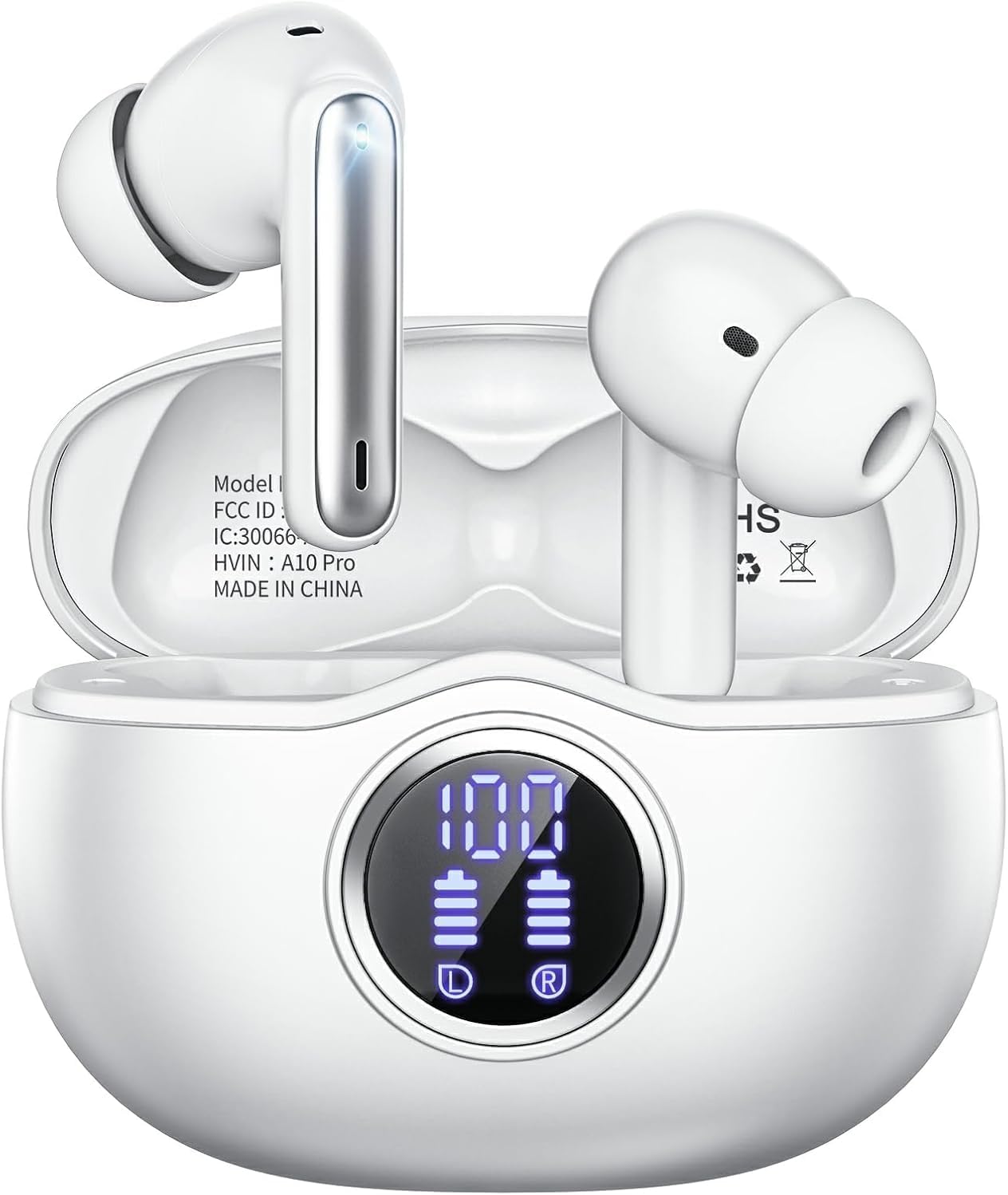 AUDÍFONOS INALÁMBRICOS FHUMSH A10 BLUETOOTH 6.0 TRUE WIRELESS BLANCO - 1