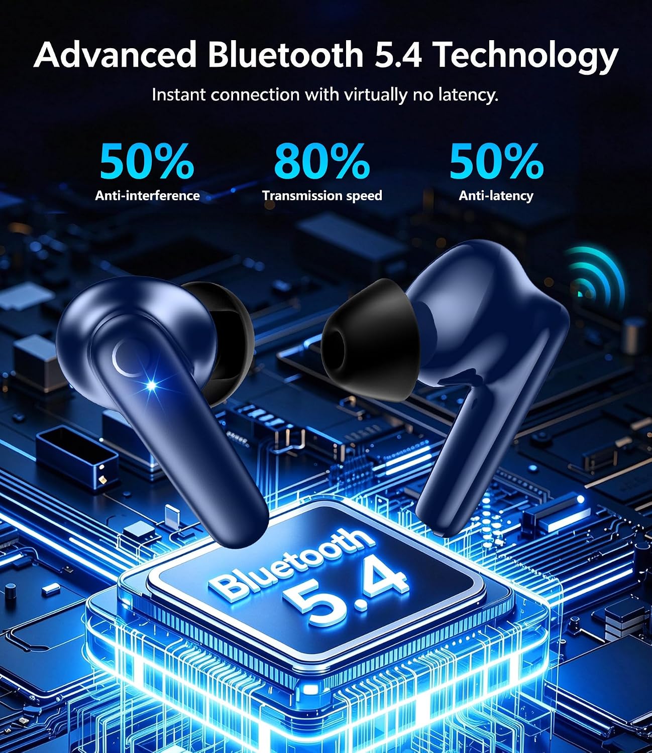 AUDÍFONOS INALÁMBRICOS MOZOTER N9I BLUETOOTH 5.4 TRUE WIRELESS AZUL - 3
