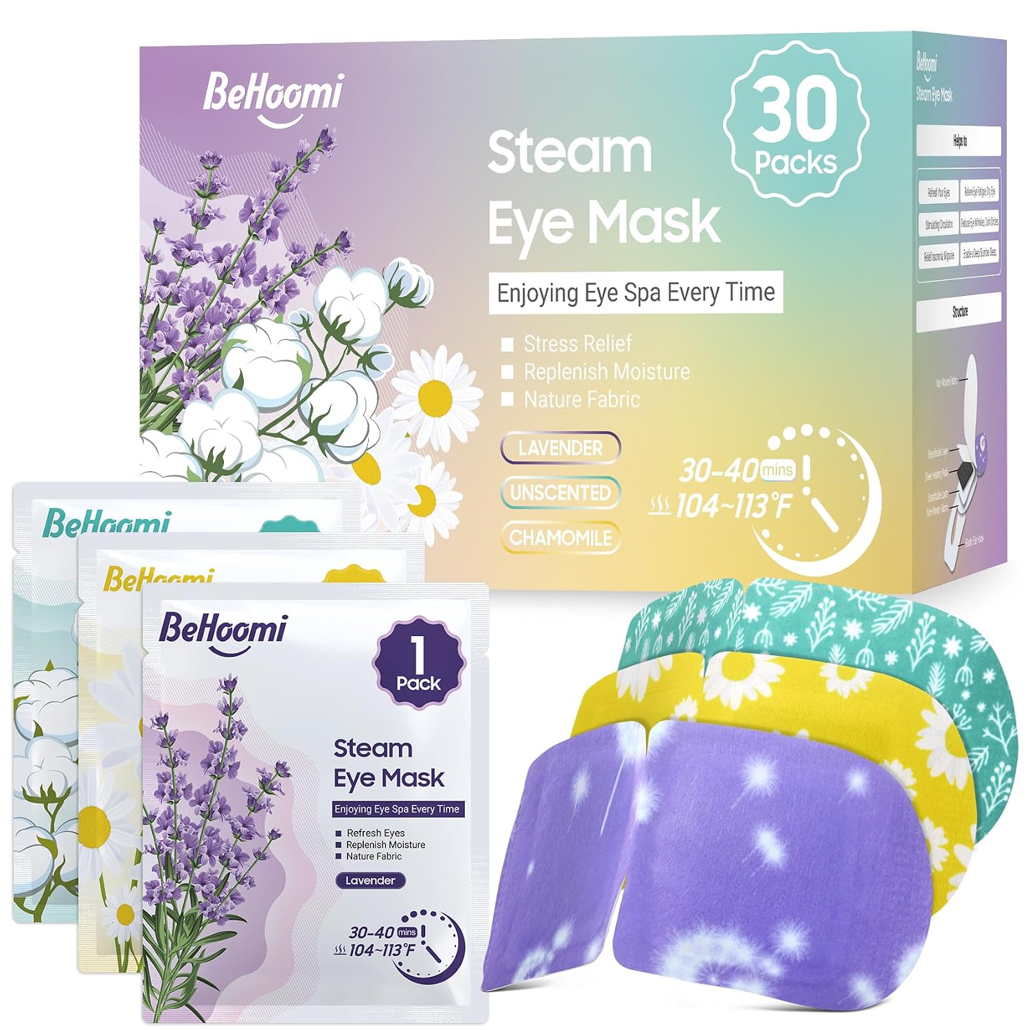 ALMOHADILLA TÉRMICA PARA OJOS BEHOOMI 30 UNIDADES - 1