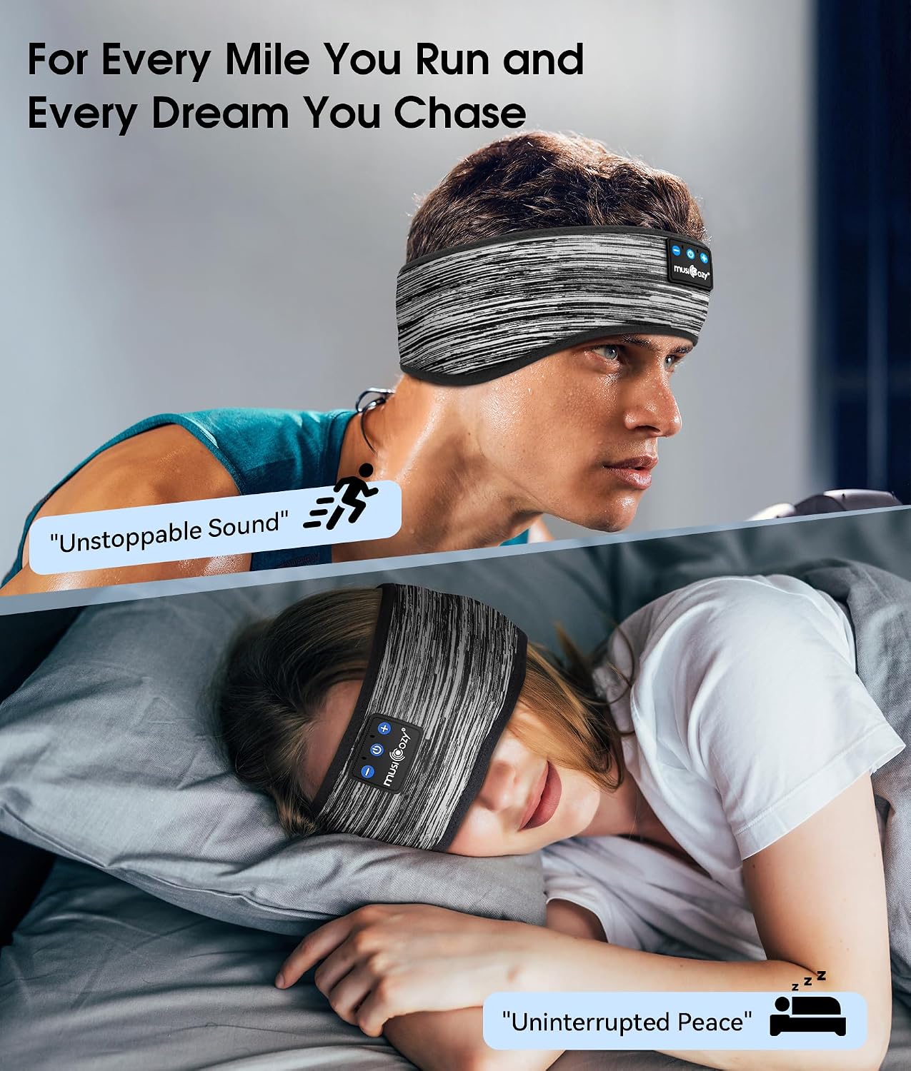 ALMOHADILLA TERAPÉUTICA MUSICOZY BLUETOOTH 5.4 SLEEP HEADPHONES CON BANDA DEPORTIVA INALÁMBRICA - 2