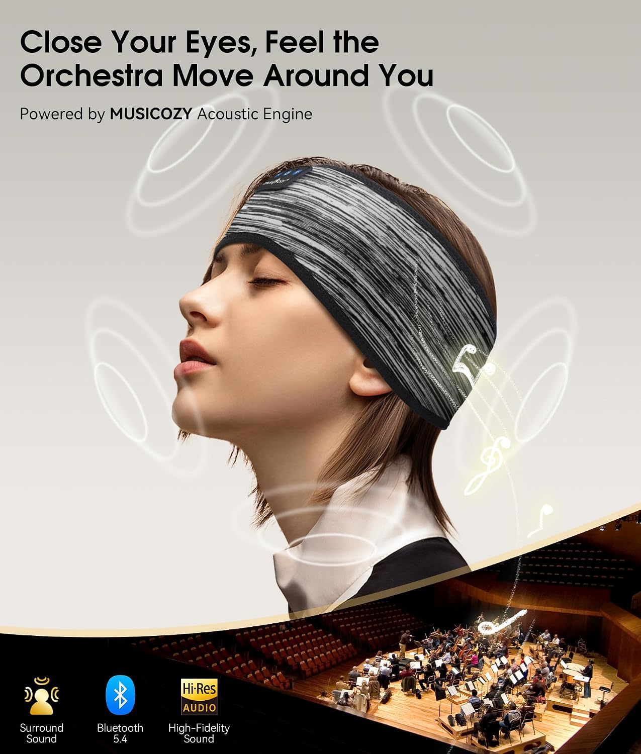 ALMOHADILLA TERAPÉUTICA MUSICOZY BLUETOOTH 5.4 SLEEP HEADPHONES CON BANDA DEPORTIVA INALÁMBRICA - 4