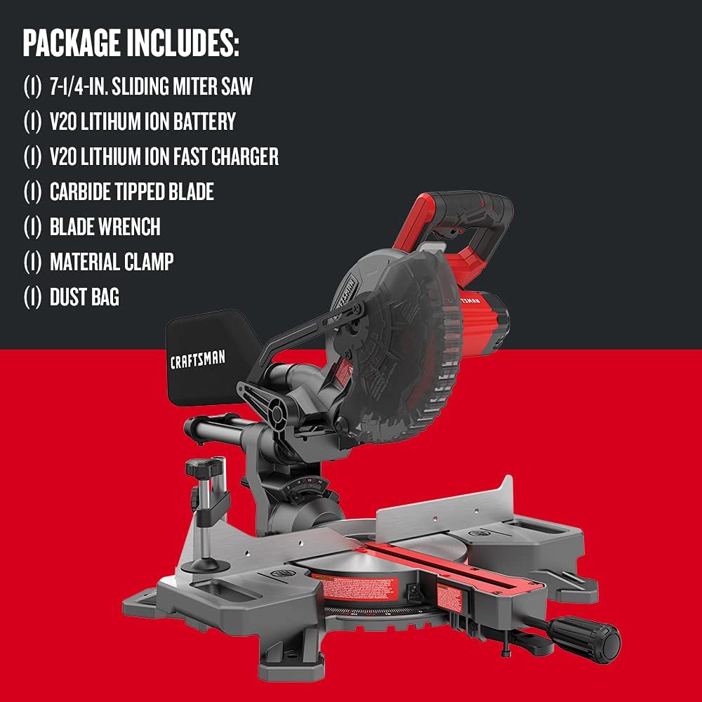 SIERRA INGLETEADORA INALÁMBRICA CRAFTSMAN V20 7-1/4 PULG CON BATERÍA Y CARGADOR - 3