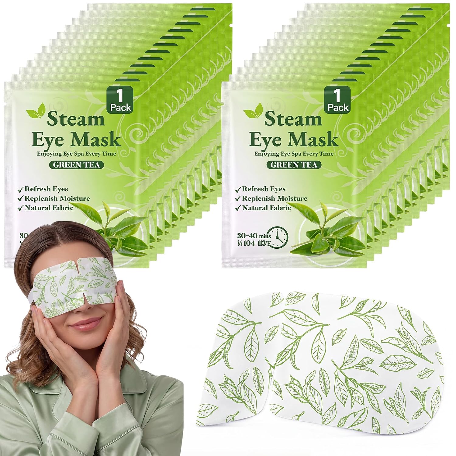 ALMOHADAS TERAPÉUTICAS CROLOOSE 100 UNIDADES CON VAPOR Y AROMA A TÉ VERDE - 1