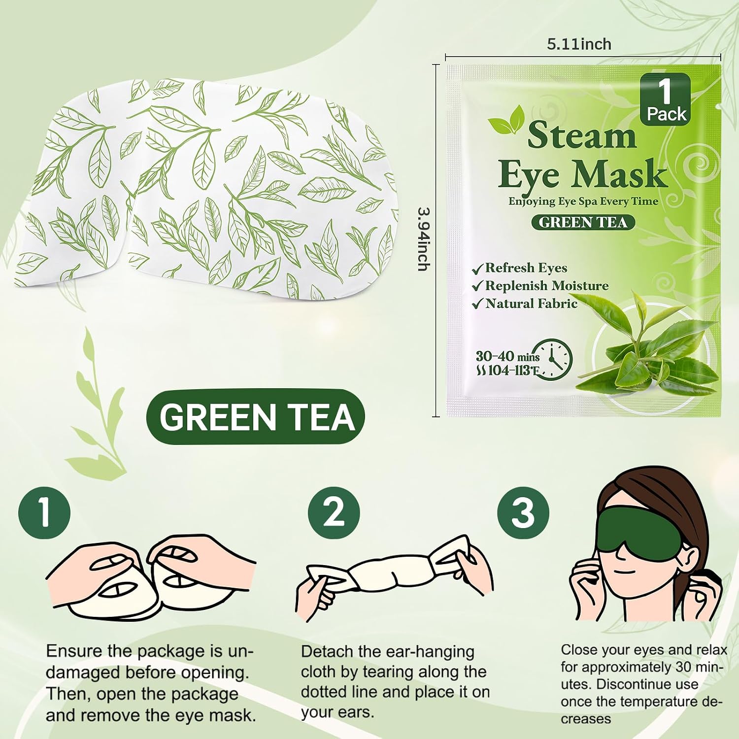 ALMOHADAS TERAPÉUTICAS CROLOOSE 100 UNIDADES CON VAPOR Y AROMA A TÉ VERDE - 3