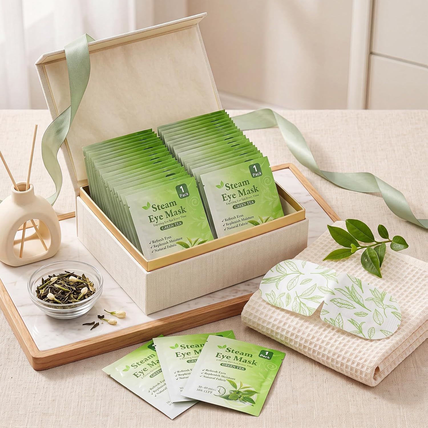 ALMOHADAS TERAPÉUTICAS CROLOOSE 100 UNIDADES CON VAPOR Y AROMA A TÉ VERDE - 4