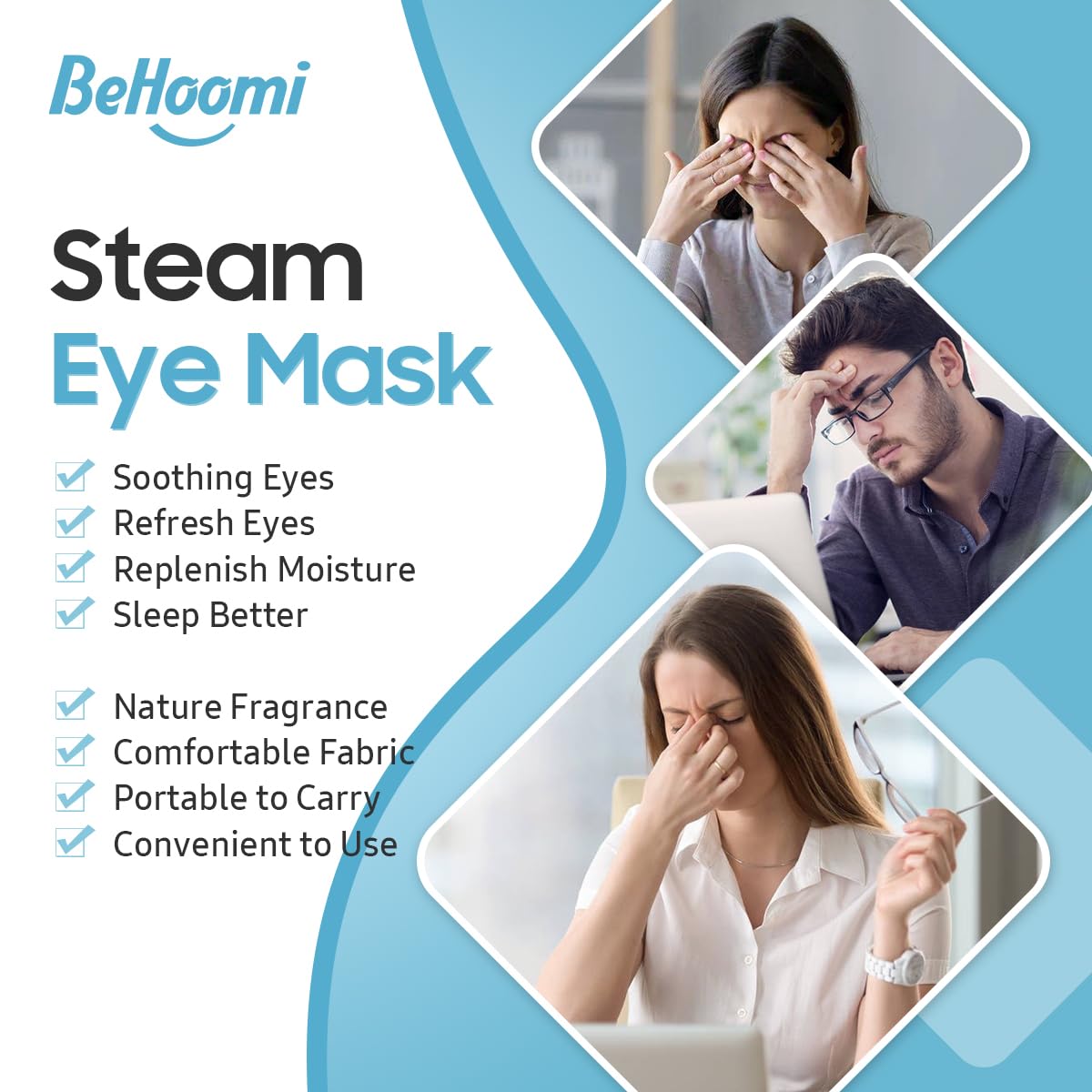 ALMOHADILLA TÉRMICA PARA OJOS BEHOOMI 30 UNIDADES JAZMÍN - 4
