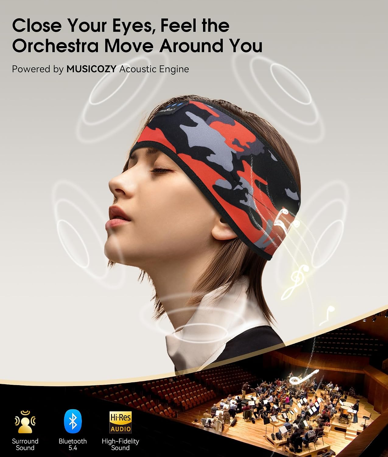 ALMOHADILLA TERAPÉUTICA MUSICOZY BLUETOOTH 5.4 SLEEP HEADPHONES BANDA DEPORTIVA INALÁMBRICA - 5