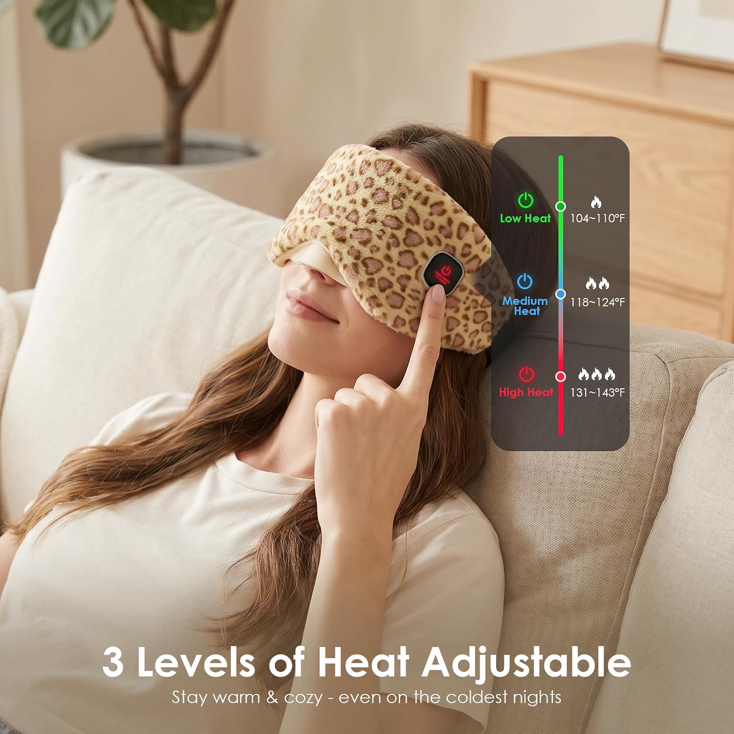 ALMOHADILLA TÉRMICA PARA OJOS MORLIDEN RECARGABLE 1500MAH CON 3 NIVELES DE TEMPERATURA Y FUNDA LAVABLE - 2