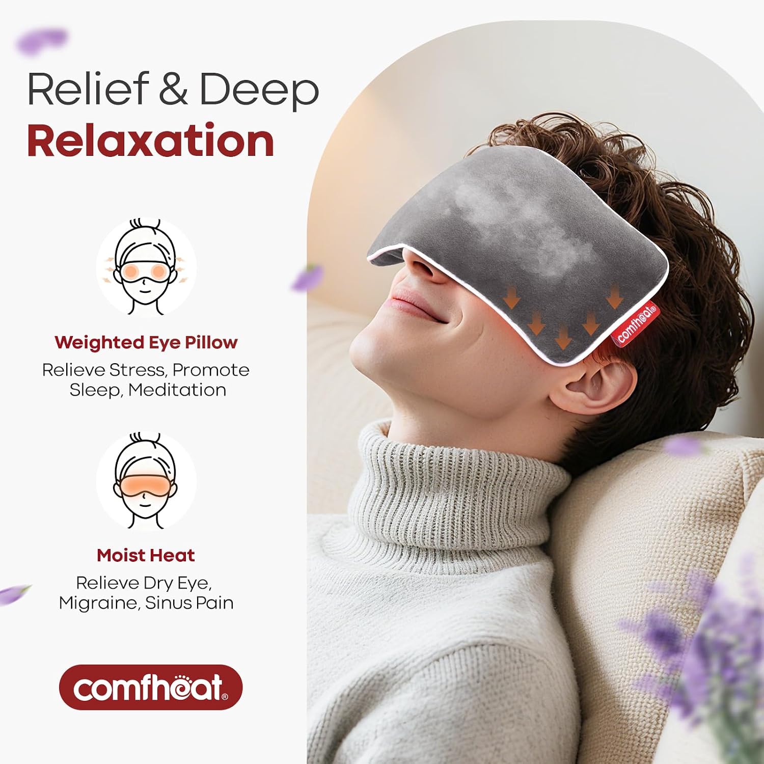ALMOHADAS TERAPÉUTICAS PARA OJOS COMFHEAT 2 UNIDADES LAVANDA PARA YOGA Y MICROONDAS - 2