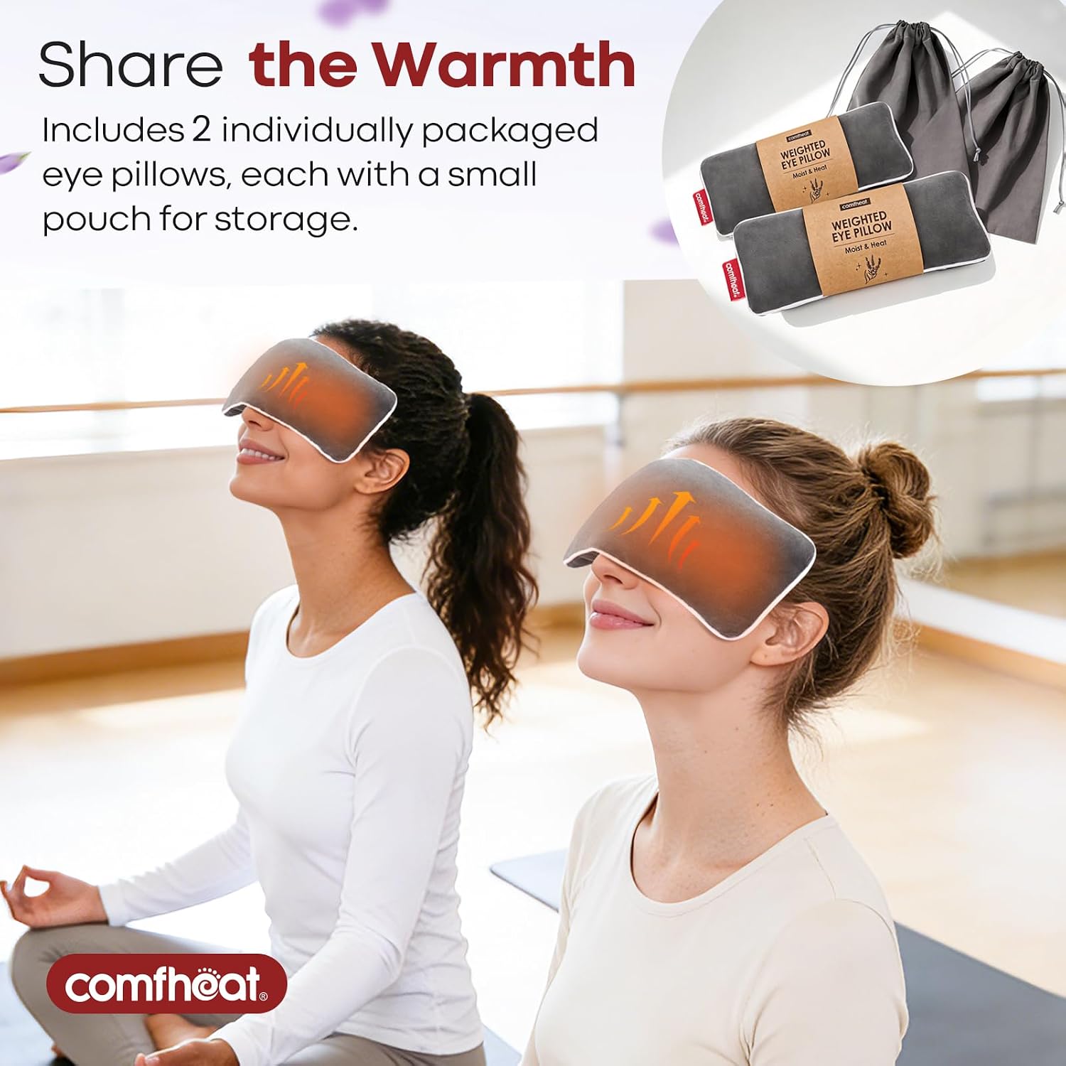 ALMOHADAS TERAPÉUTICAS PARA OJOS COMFHEAT 2 UNIDADES LAVANDA PARA YOGA Y MICROONDAS - 4