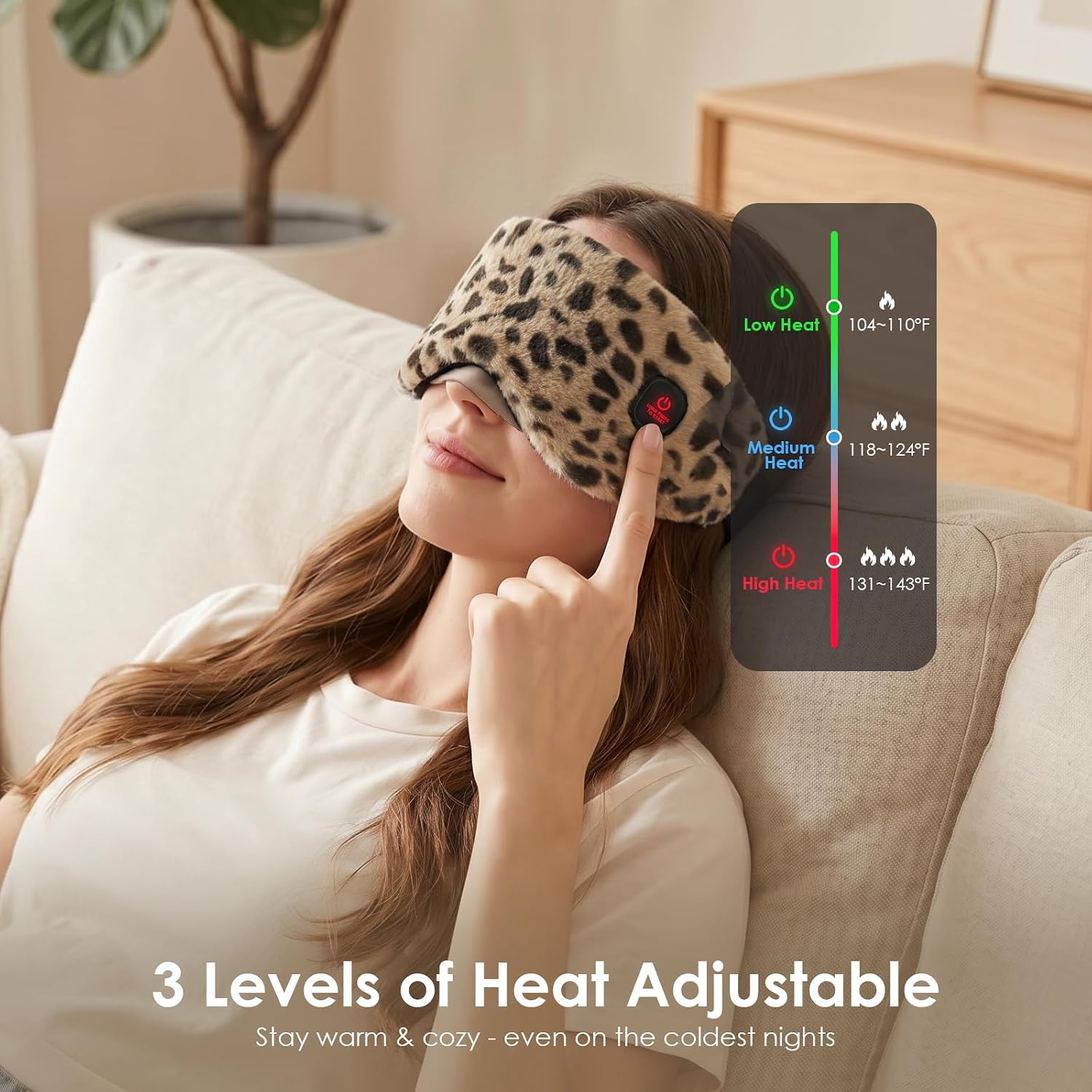 ALMOHADILLA TÉRMICA PARA OJOS MORLIDEN RECARGABLE 1500MAH CON 3 NIVELES DE TEMPERATURA Y FUNDA LAVABLE - 2