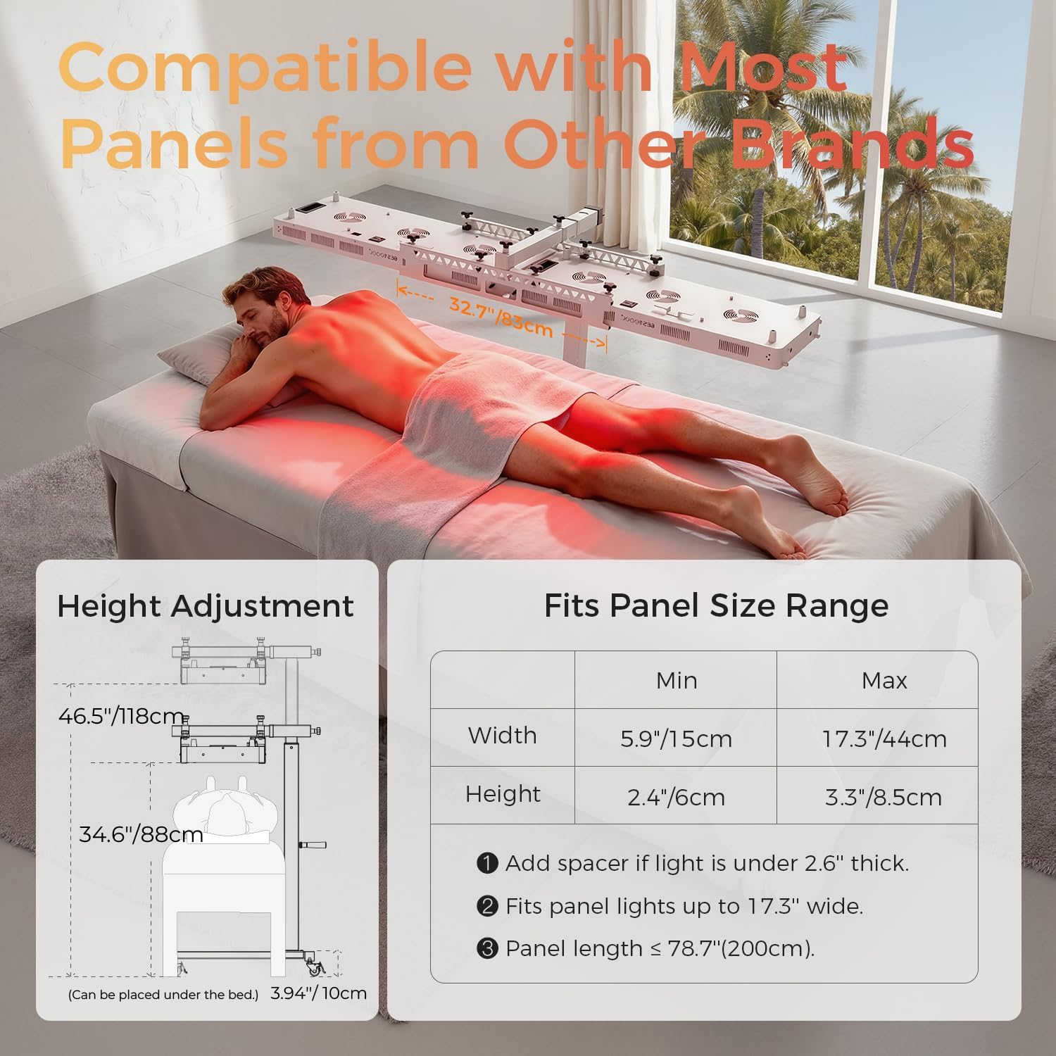 SOPORTE AJUSTABLE PARA TERAPIA DE LUZ ROJA BESTQOOL COMPATIBLE HORIZONTAL Y VERTICAL - 2