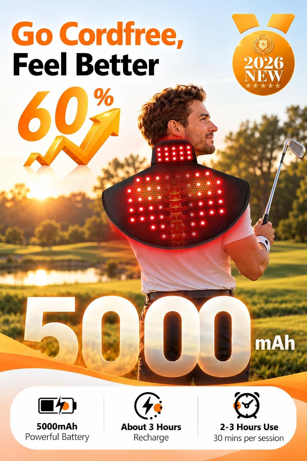 ALMOHADILLA TERAPÉUTICA DEPOWIN CON LUZ ROJA PARA CUELLO Y HOMBROS 118 LEDS - 2