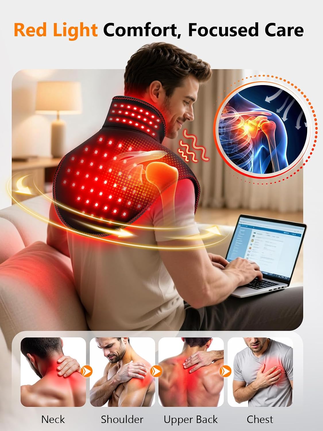 ALMOHADILLA TERAPÉUTICA DEPOWIN CON LUZ ROJA PARA CUELLO Y HOMBROS 118 LEDS - 5