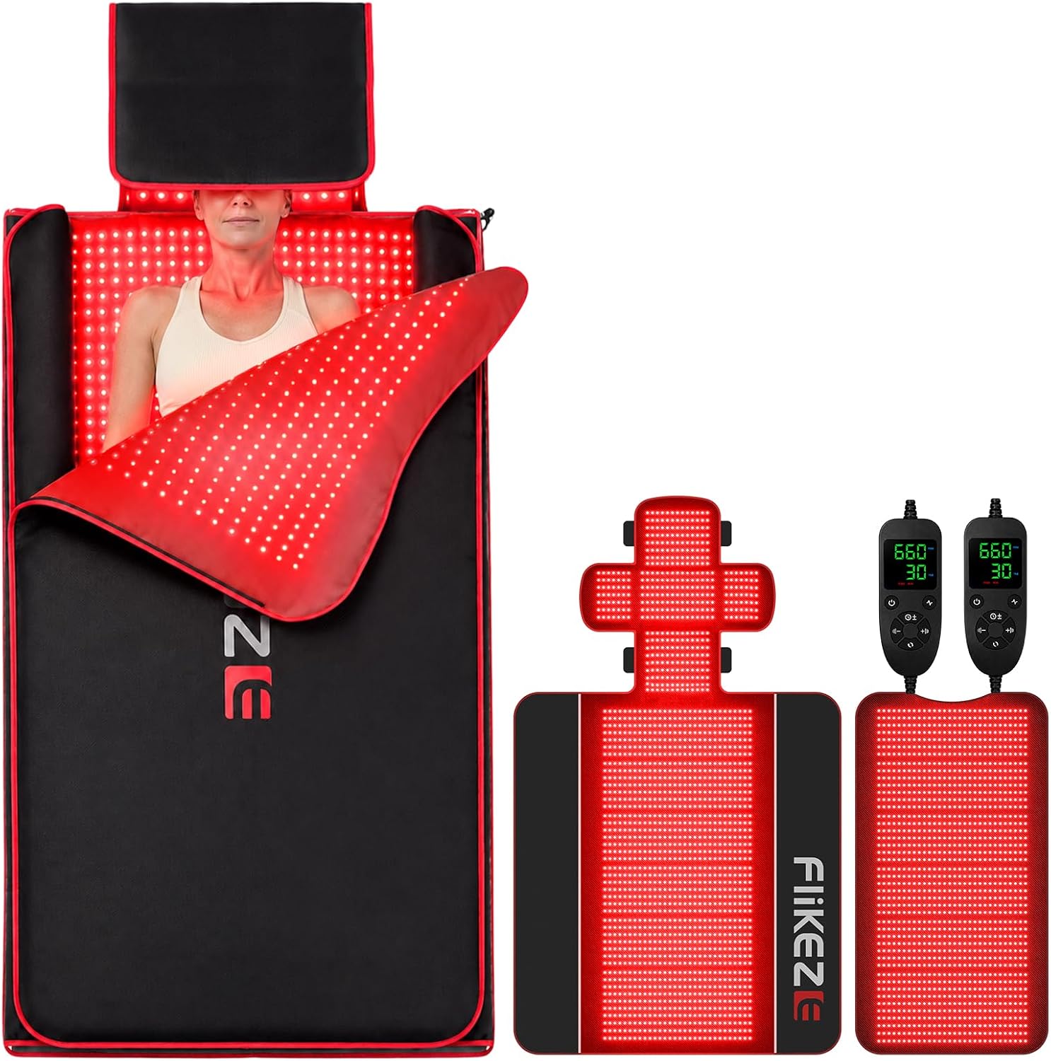 ALMOHADILLA TERAPÉUTICA FLIKEZE S2 EXTRA GRANDE CON LUZ ROJA Y 3034 LEDS - 1