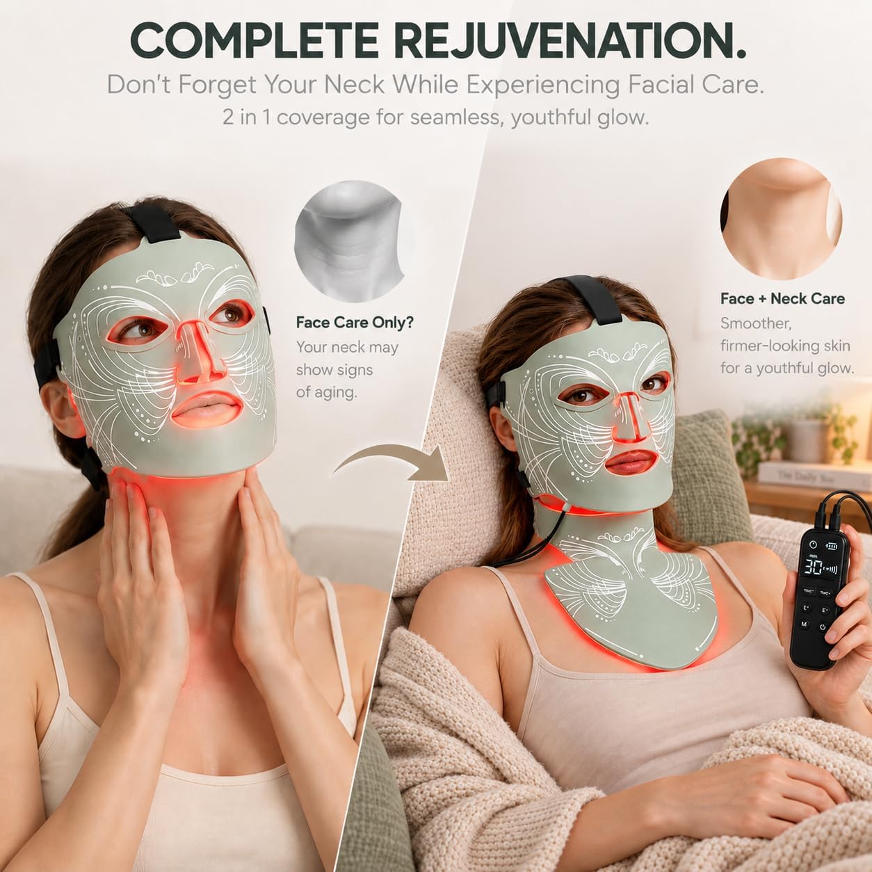 ALMOHADA TERAPÉUTICA SVDFCP CON TERAPIA DE LUZ ROJA PARA ROSTRO Y CUELLO 7 MODOS - 2