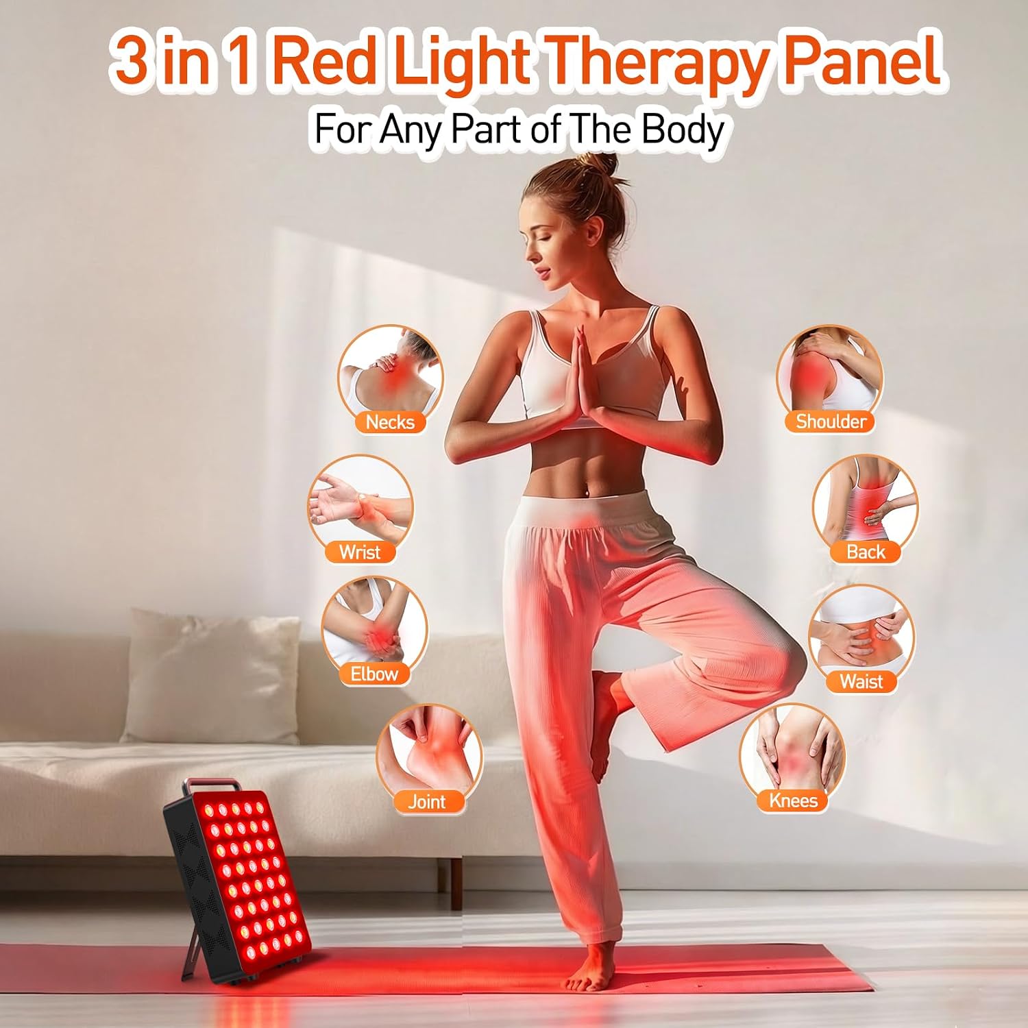 PANEL DE TERAPIA DE LUZ ROJA WEIVIRED 60W 40 LEDS DUAL CHIP 5 LONGITUDES DE ONDA NEGRO - 4