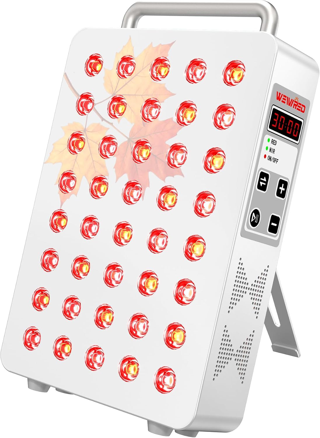 PANEL DE TERAPIA DE LUZ ROJA WEIVIRED 60W 40 LEDS 5 LONGITUDES DE ONDA CON TEMPORIZADOR Y SOPORTE - 1