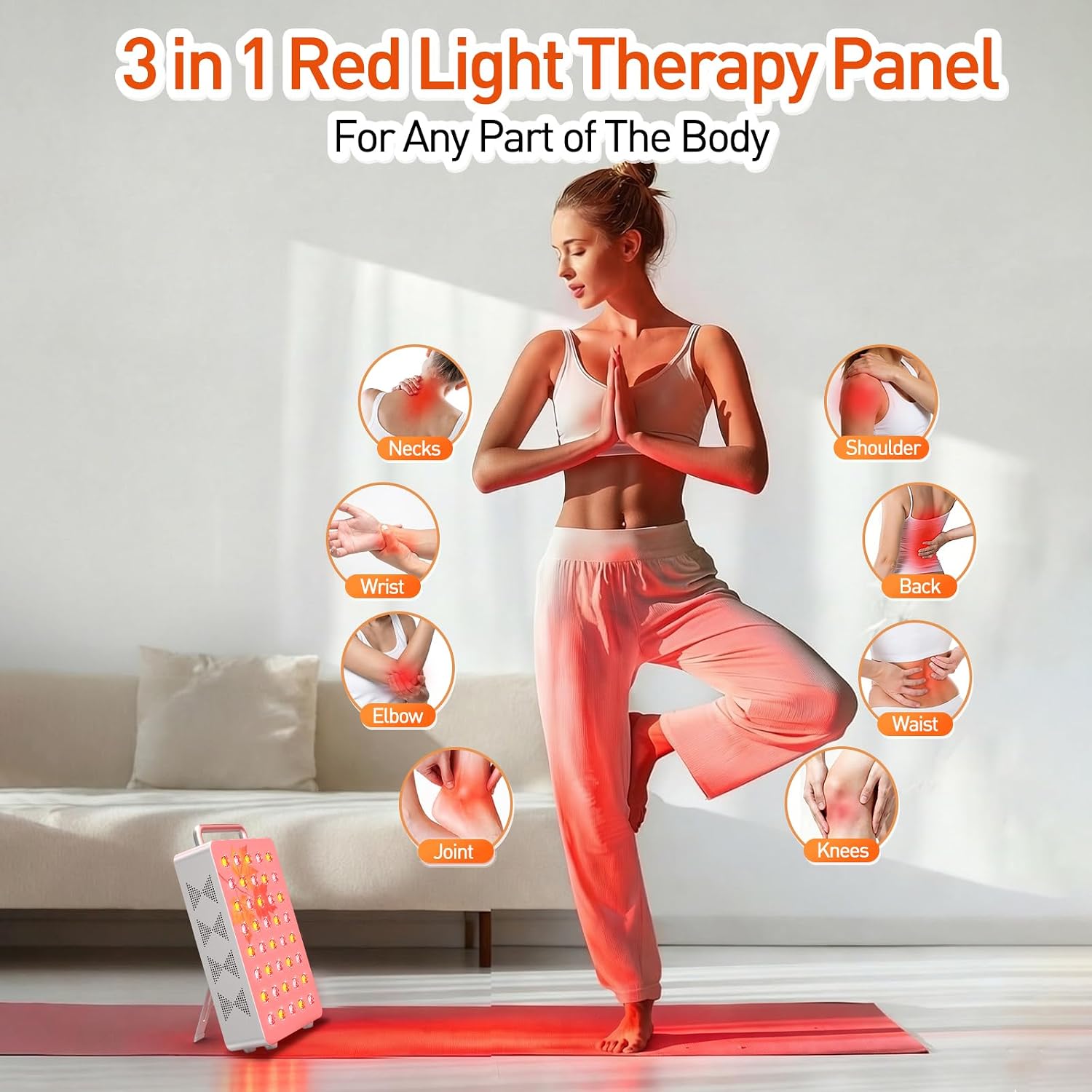 PANEL DE TERAPIA DE LUZ ROJA WEIVIRED 60W 40 LEDS 5 LONGITUDES DE ONDA CON TEMPORIZADOR Y SOPORTE - 4