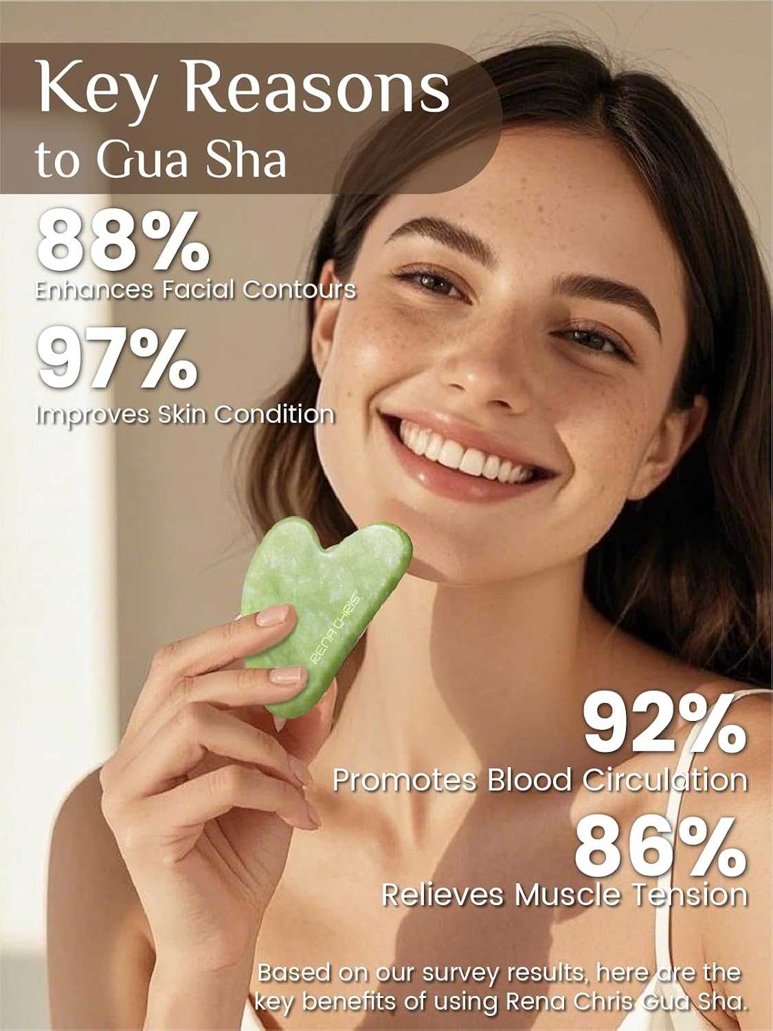 HERRAMIENTA FACIAL GUA SHA RENA CHRIS PIEDRA DE JADE NATURAL MENTA - 4