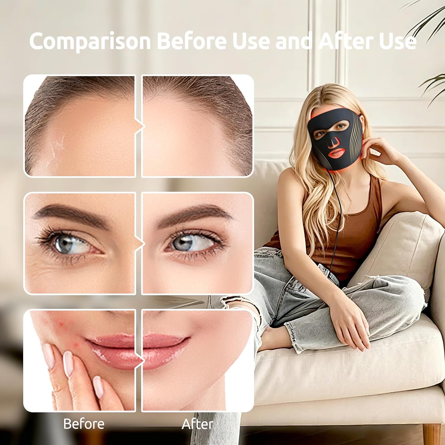 ALMOHADA TERAPÉUTICA ANDALUSITE CON MÁSCARA DE TERAPIA LED DE LUZ ROJA PARA ROSTRO - 2