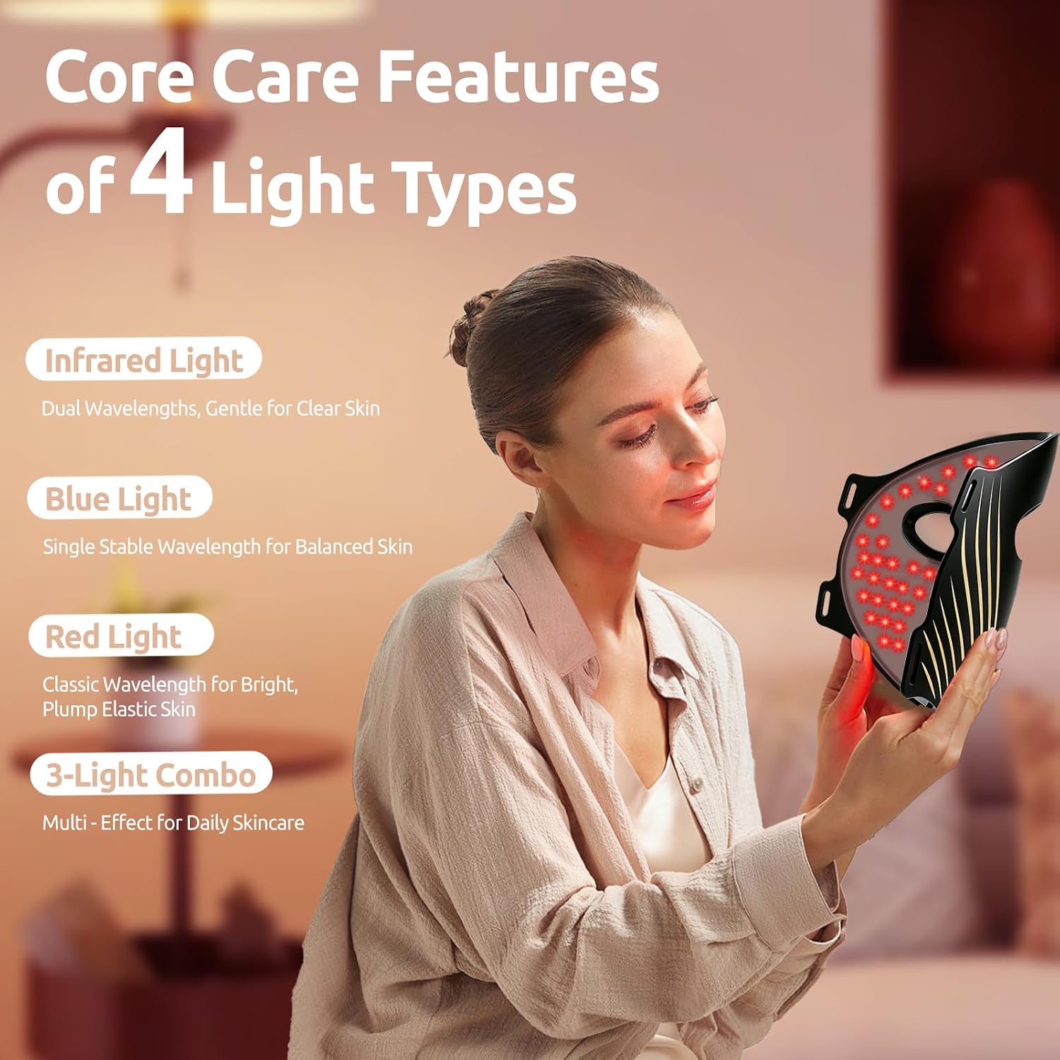 ALMOHADA TERAPÉUTICA ANDALUSITE CON MÁSCARA DE TERAPIA LED DE LUZ ROJA PARA ROSTRO - 4