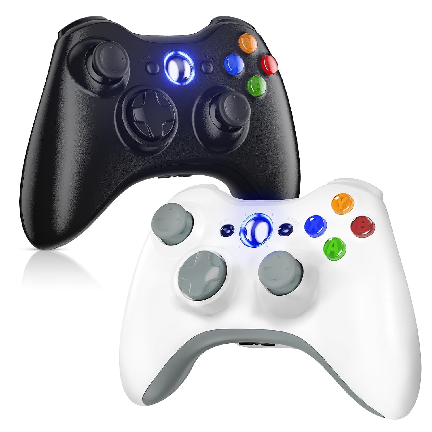 MANDO INALÁMBRICO GAMROMBO PARA XBOX 360 2 UNIDADES BLANCO Y NEGRO - 1