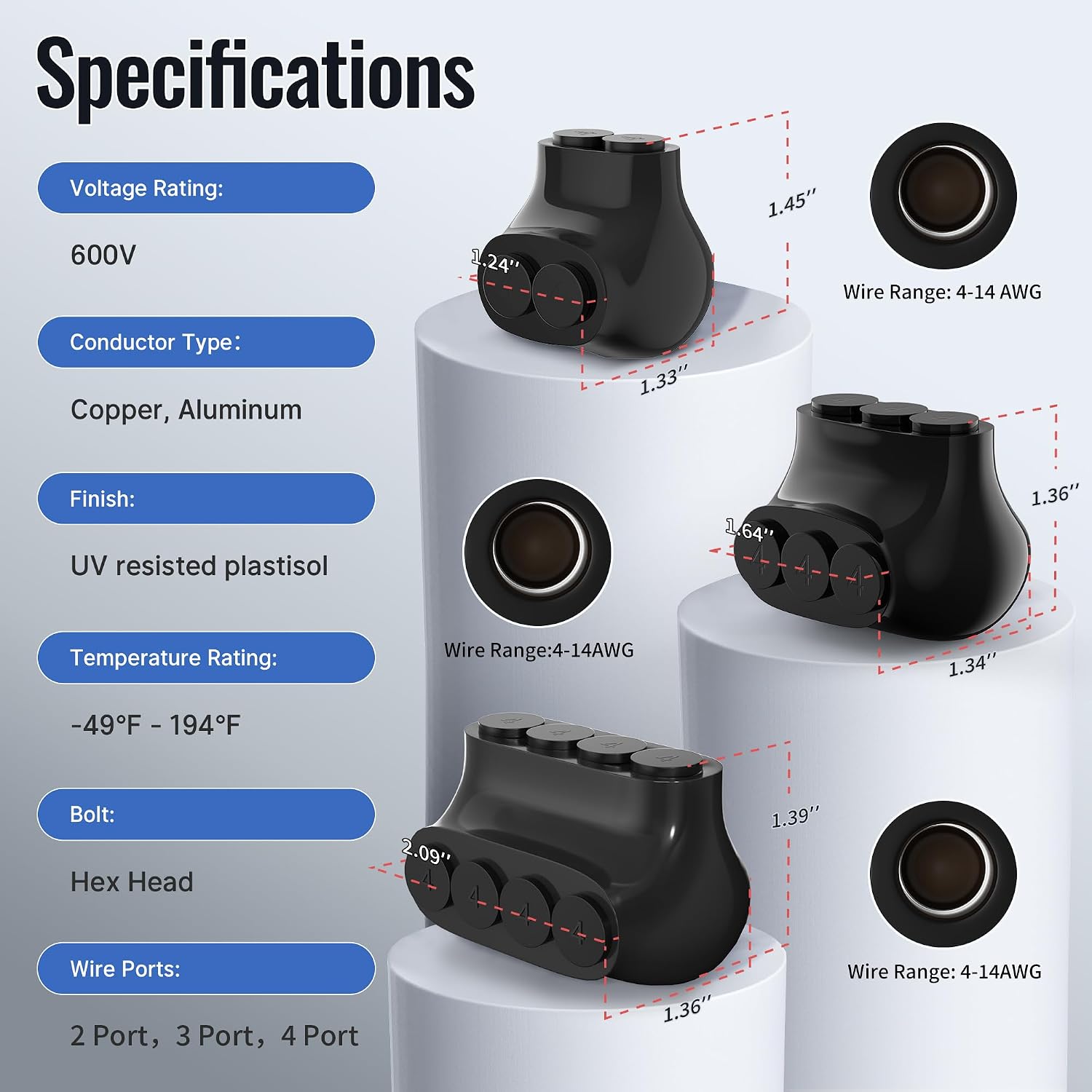 CONECTORES ELÉCTRICOS AISLADOS RVBOATPAT 8 UNIDADES 2, 3 Y 4 PUERTOS 4-14 AWG - 2