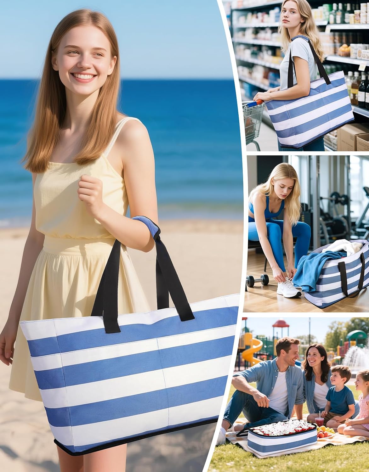 BOLSO DE PLAYA VEWACI 54L CON COOLER DESMONTABLE AZUL - 2